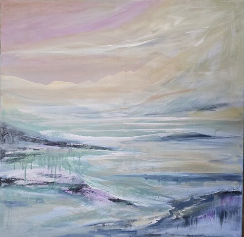 Swiss cloody lake by Cassia, Painting for Sale on Select