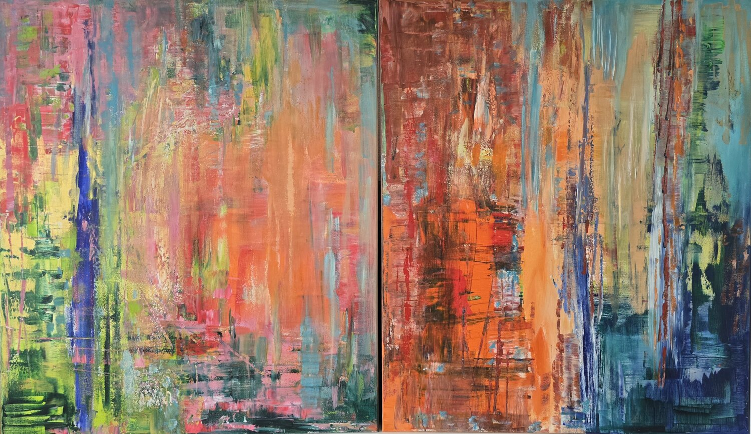 Dans les jungles, diptych Cassia Original painting for sale