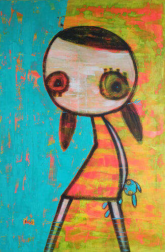 El conejo de la suerte by Eva Hidalgo, Painting for Sale on Select