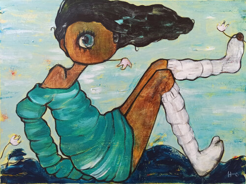 La caída by Eva Hidalgo, Painting for Sale on Select