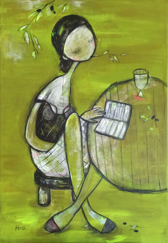 El libro y el olivo by Eva Hidalgo, Painting for Sale on Select