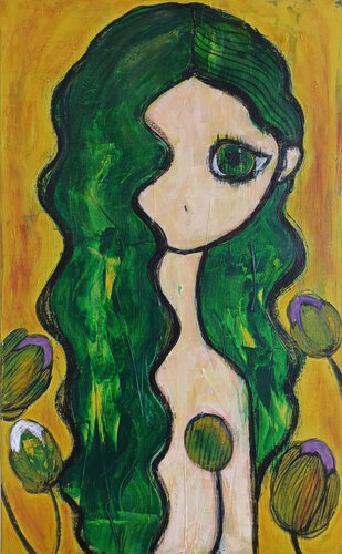 Entre capullos by Eva Hidalgo, Painting for Sale on Select