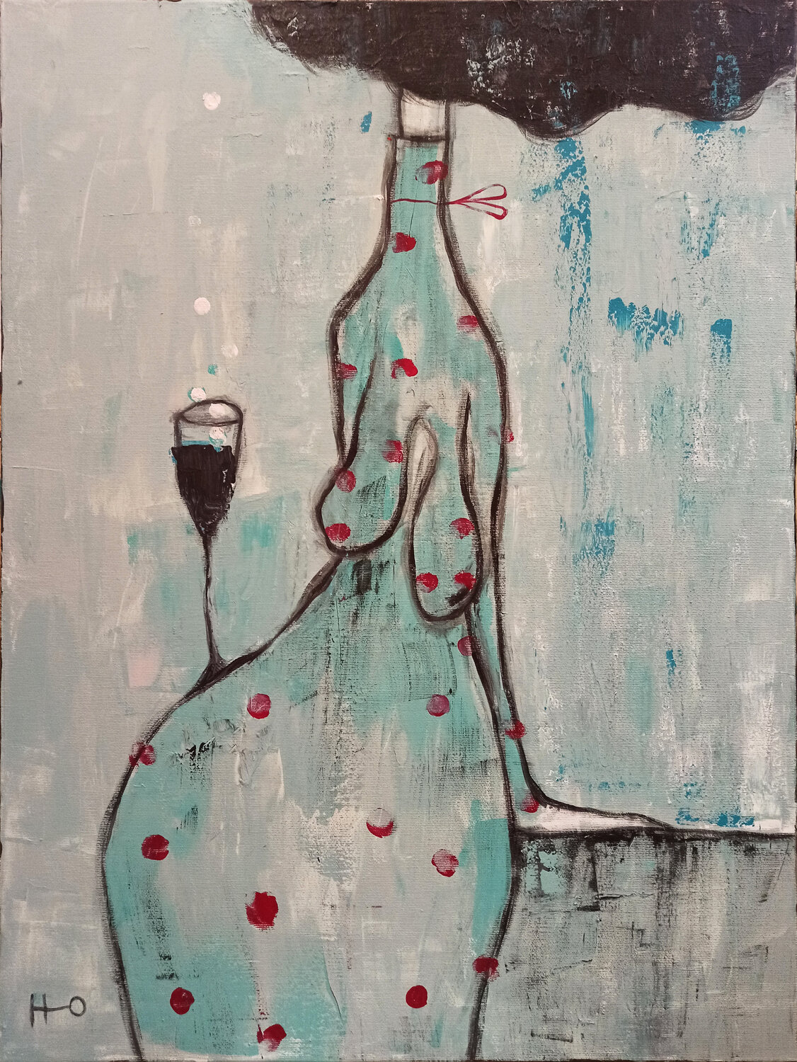 Bebiendo espero Eva Hidalgo Original painting for sale