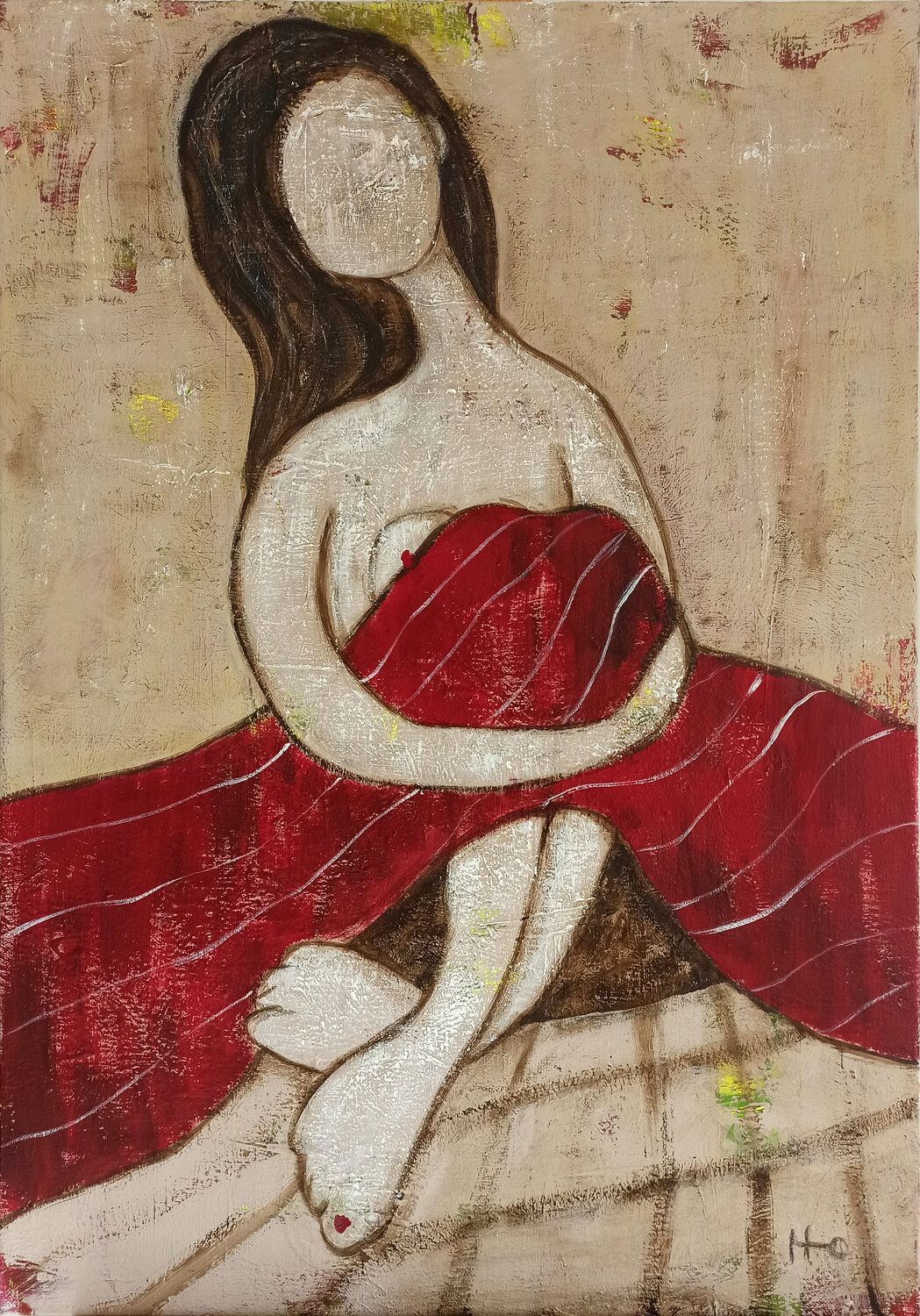 Mantita roja Eva Hidalgo Original painting for sale