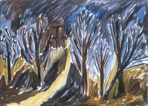 Night trees by Katia Demyanova, Painting for Sale on Select