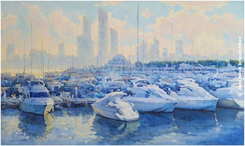 Abu Dhabi port by Alex Hook Krioutchkov, Painting for Sale on Select
