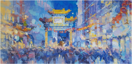 London's CHINATOWN at night II by Alex Hook Krioutchkov, Painting for Sale on Select