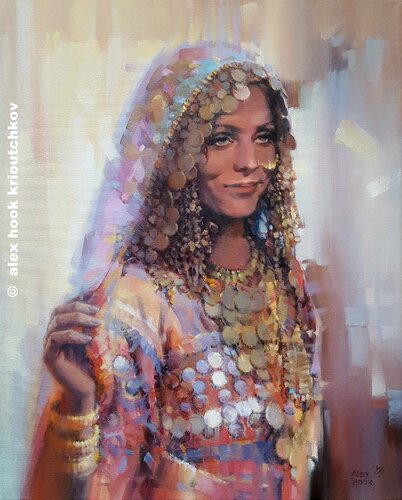 Tribal woman in India by Alex Hook Krioutchkov, Painting for Sale on Select