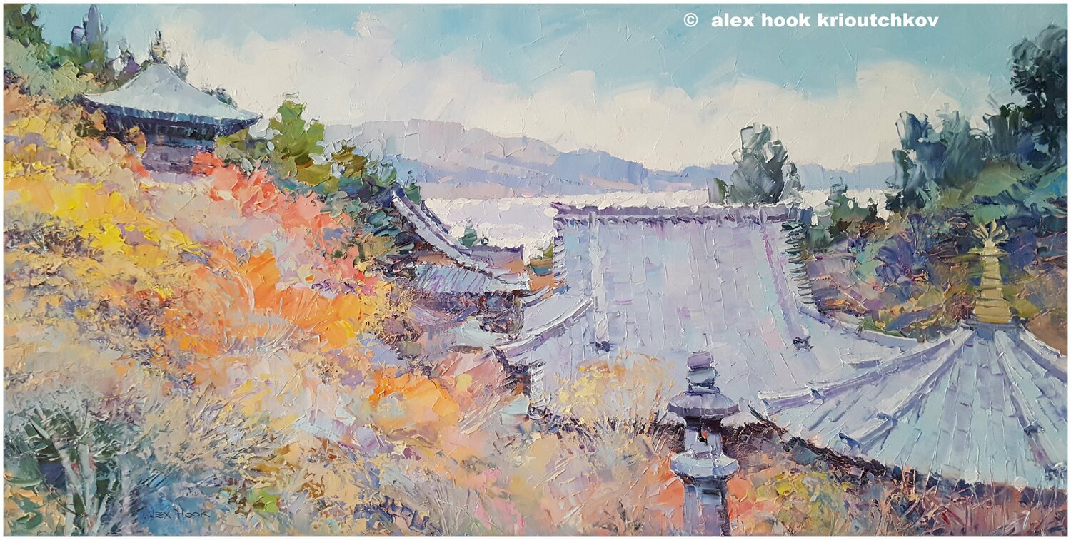 Autumn in Japan. Miyajima. Alex Hook Krioutchkov Original painting for sale
