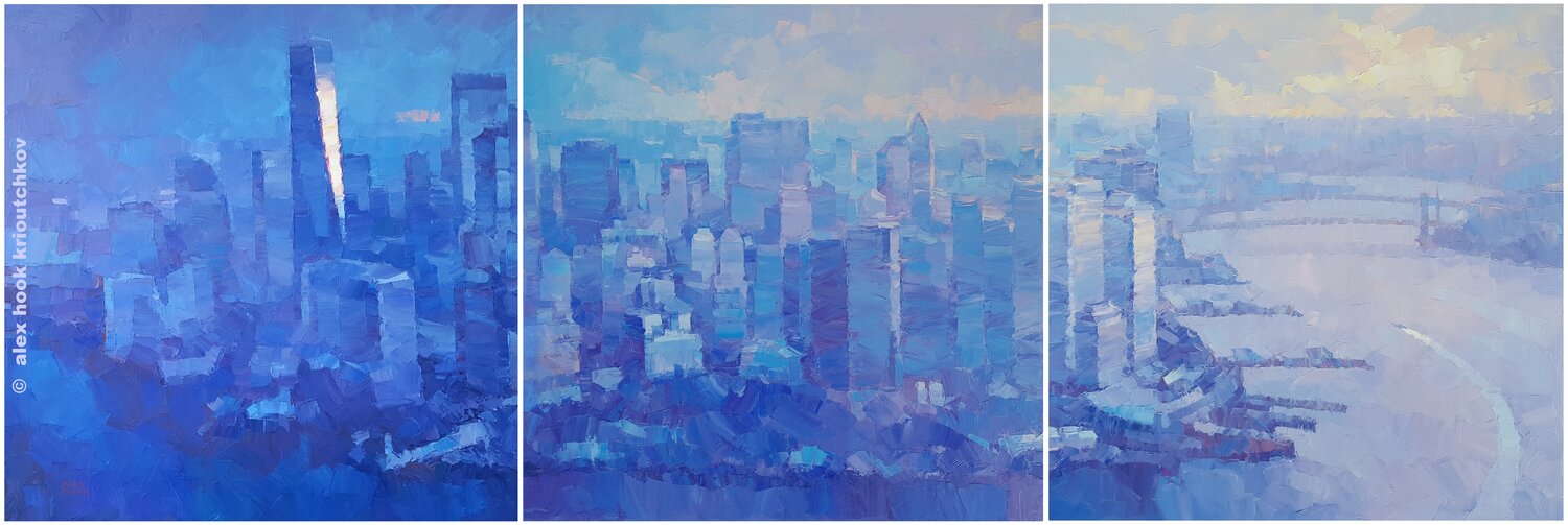 NEW YORK between the Day and Night Alex Hook Krioutchkov Original painting for sale