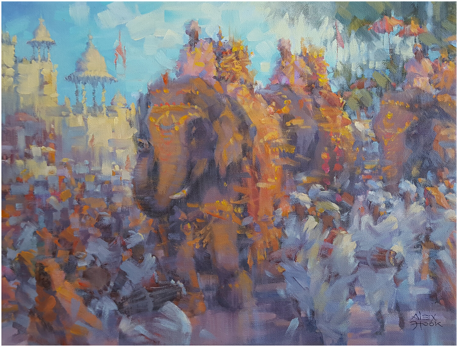 Hindu festival Alex Hook Krioutchkov Original painting for sale