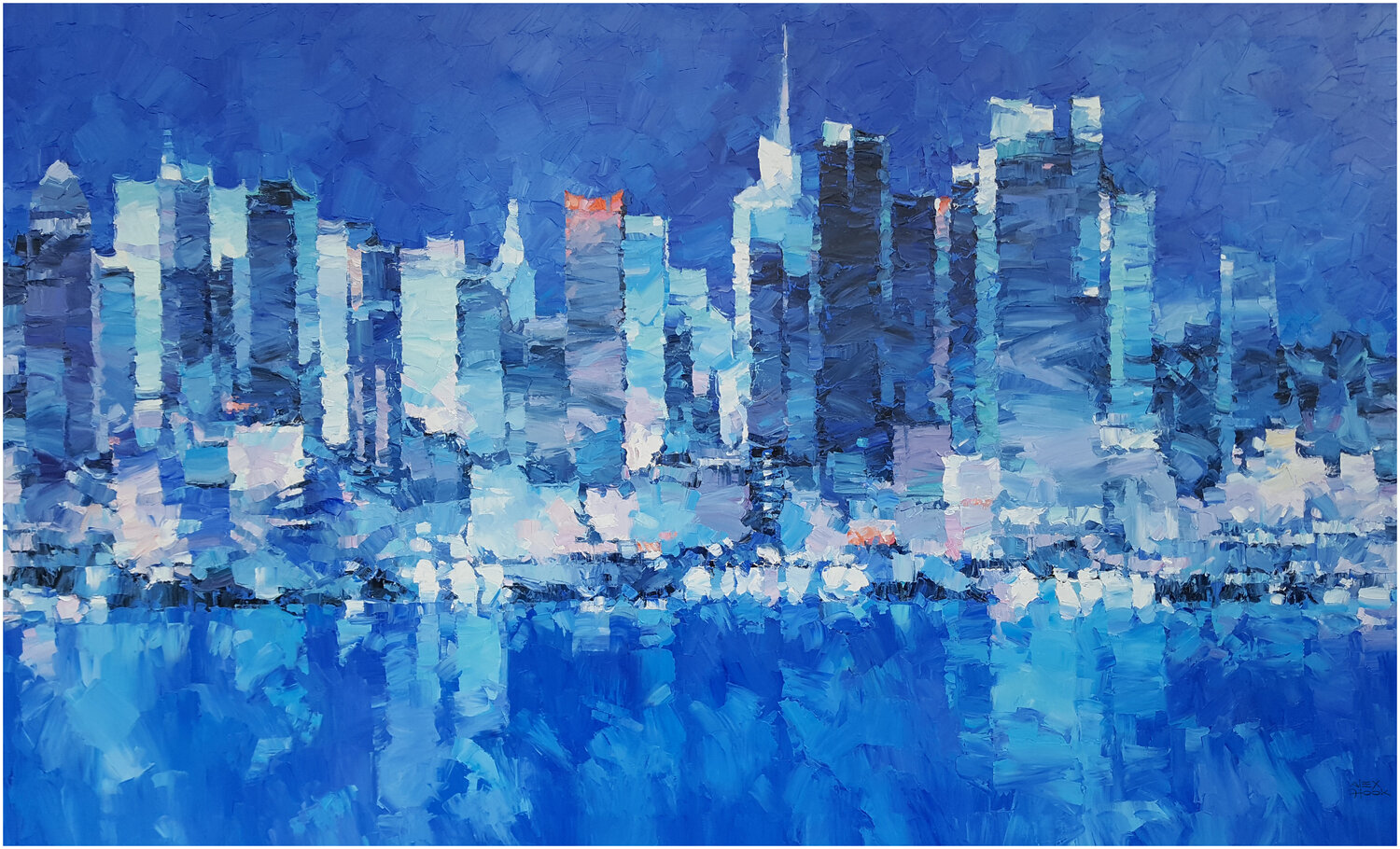 New York at night XIVb Alex Hook Krioutchkov Original painting for sale