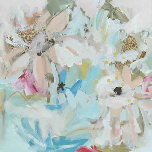 Golden flower by Barbara Piller, Painting for Sale on Select