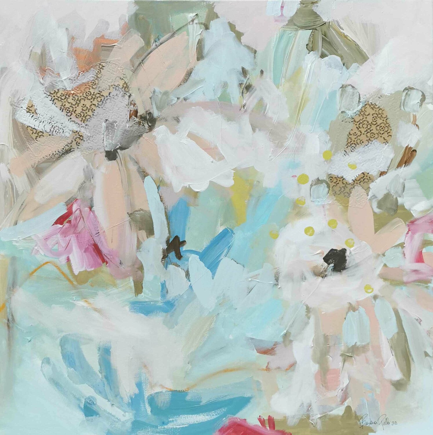 Golden flower Barbara Piller Original painting for sale