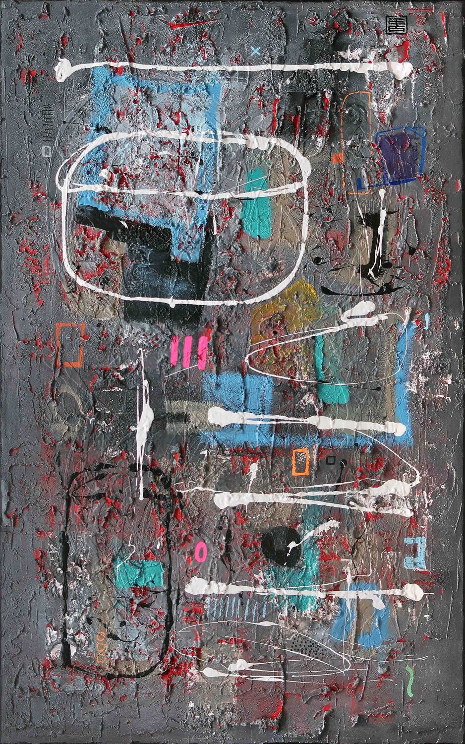 A2382 Contemporary Abstract Informalism by Damian Pavlovic D Pavlovic Original painting for sale