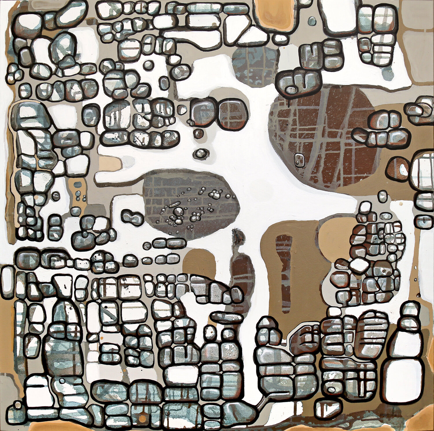 Cartography in White Fernando Jaramillo Original painting for sale