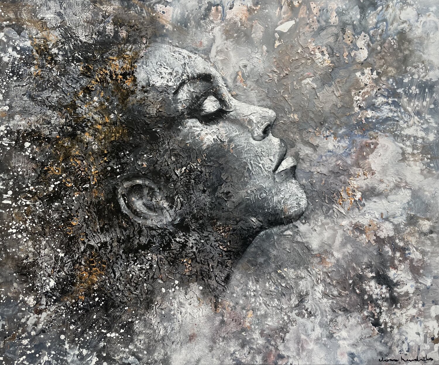 INNER UNIVERSE  woman abstract portrait Ilona Hendriks Original painting for sale