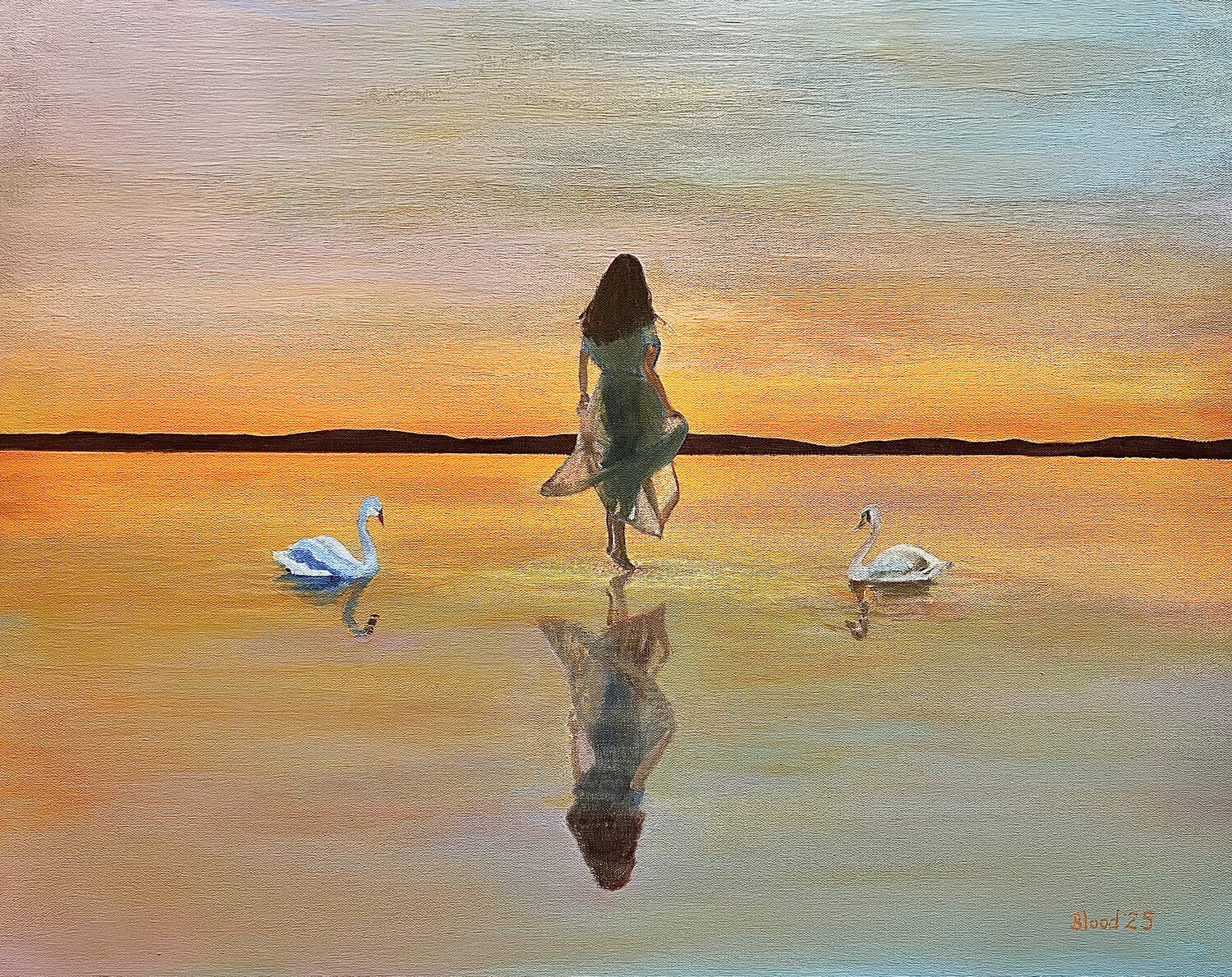 Swan Lake Tom Blood Original painting for sale