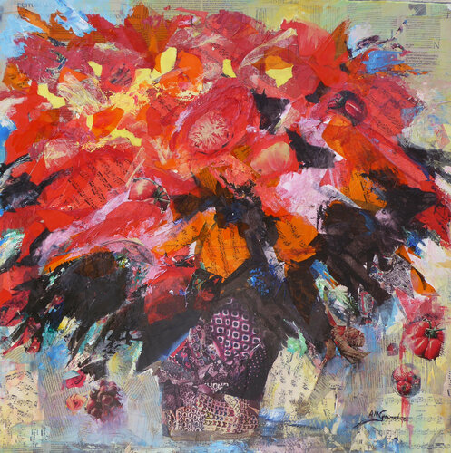 COLLAGE FLORES 4 by Ana María González JIMÉNEZ, Painting for Sale on Select