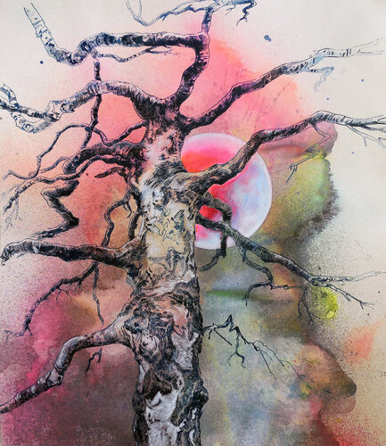 Weeping Birch (Trauerbirke) by Anne Wölk, Painting for Sale on Select