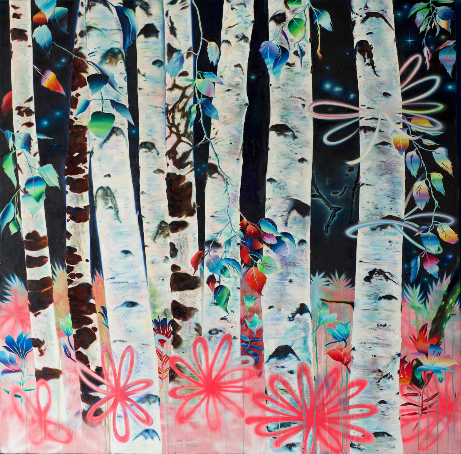 Floral Interference Anne Wölk Original painting for sale
