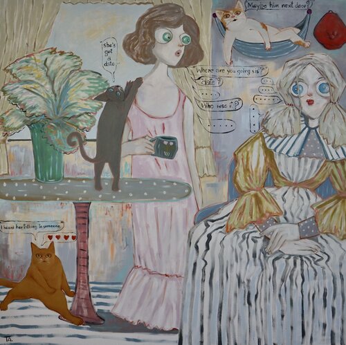 Sisters by Ta Byrne, Painting for Sale on Select