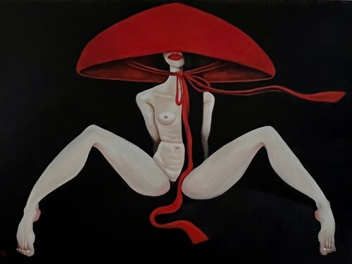 Lady in red hat by Ta Byrne, Painting for Sale on Select