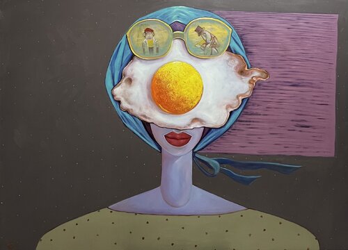 Cool Egg Girl by Ta Byrne, Painting for Sale on Select