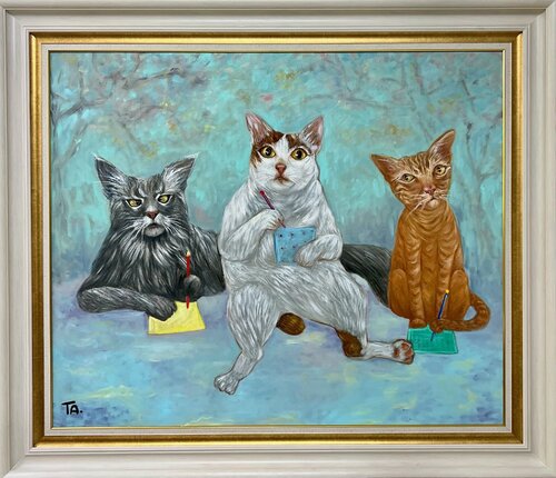 3 Cats by Ta Byrne, Painting for Sale on Select