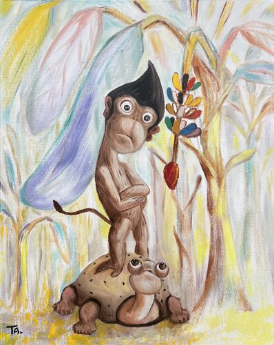 Babu and friend von Ta Byrne, Malerei kaufen auf Select