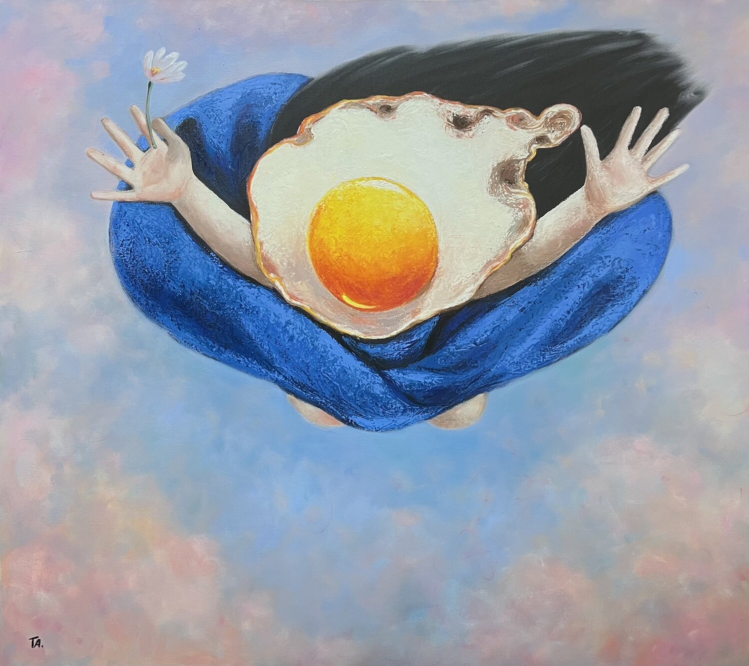 Egg Girl Flying Ta Byrne Original painting for sale