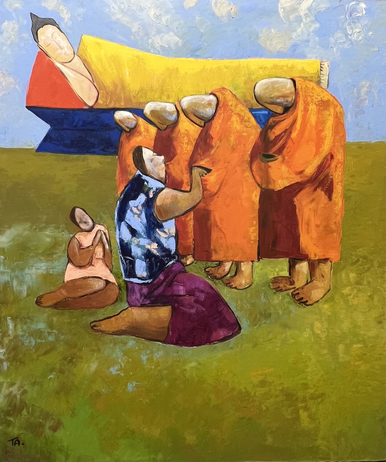 The Monks Ta Byrne Original painting for sale