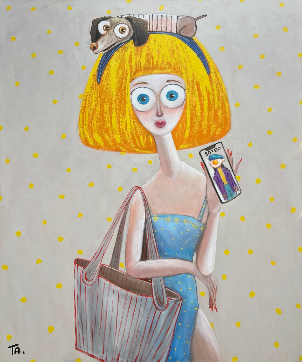 Blue Eyes wearing a hat Ta Byrne Original painting for sale