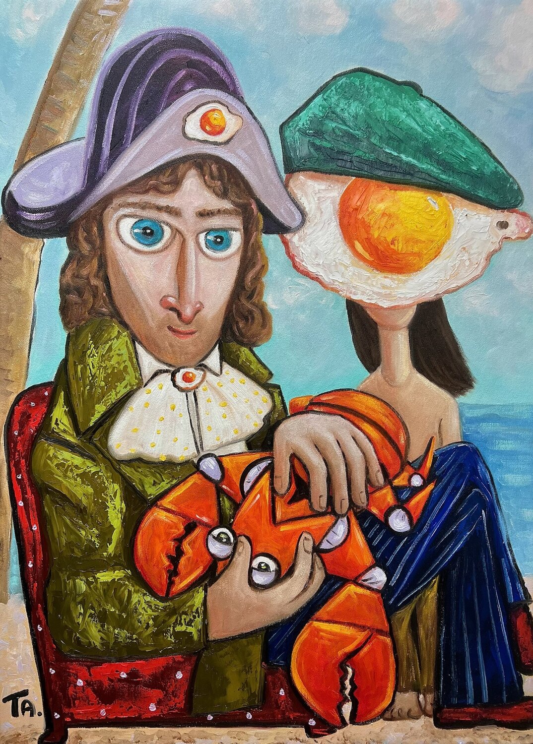 Captain Thomas Sabo and a red Crab Ta Byrne Original painting for sale