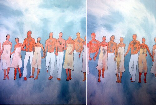 Le salut by Corinne Malfreyt, Painting for Sale on Select