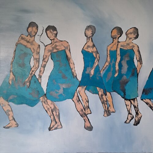 Le cortège bleu by Corinne Malfreyt, Painting for Sale on Select