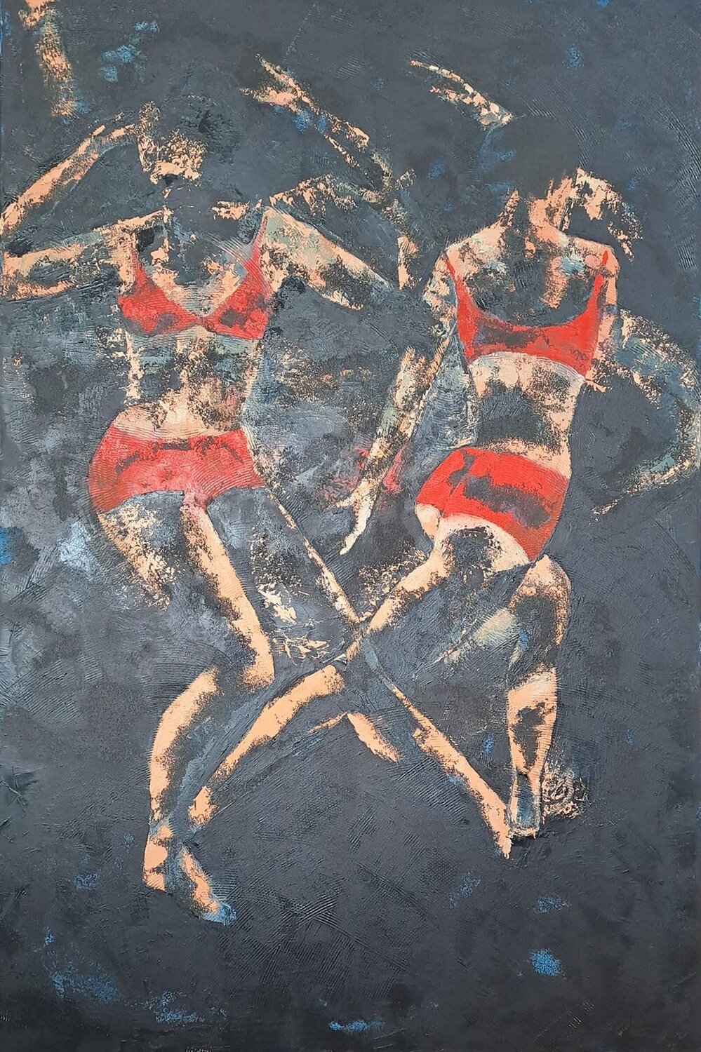 Corps émoi rouge Corinne Malfreyt Original painting for sale