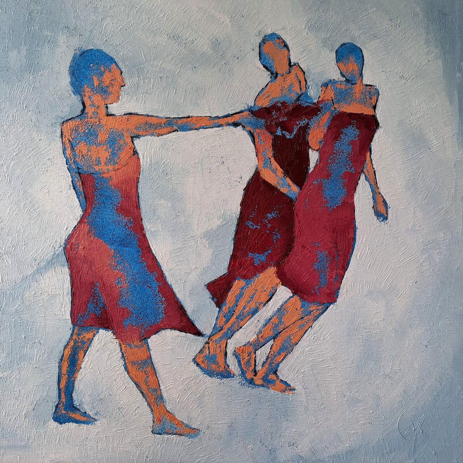Le passage Magenta Corinne Malfreyt Original painting for sale