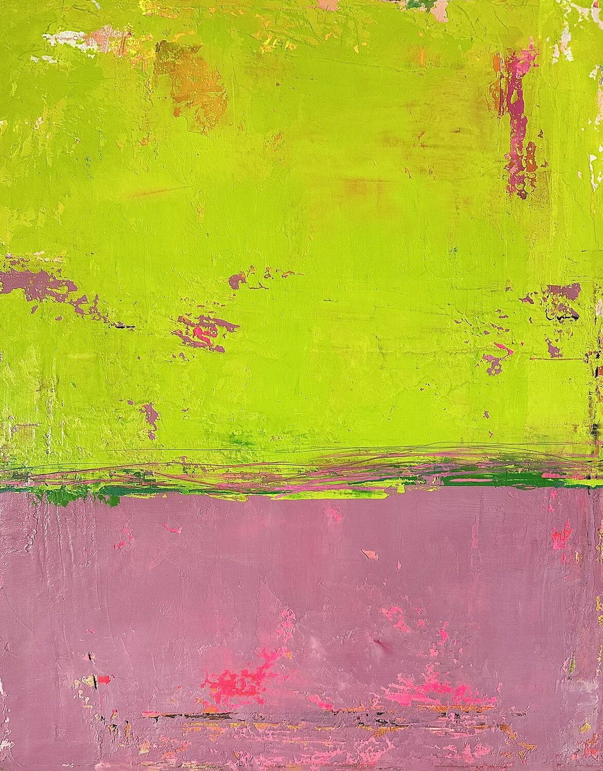 Lime Green and Pink Susan Handau Original painting for sale