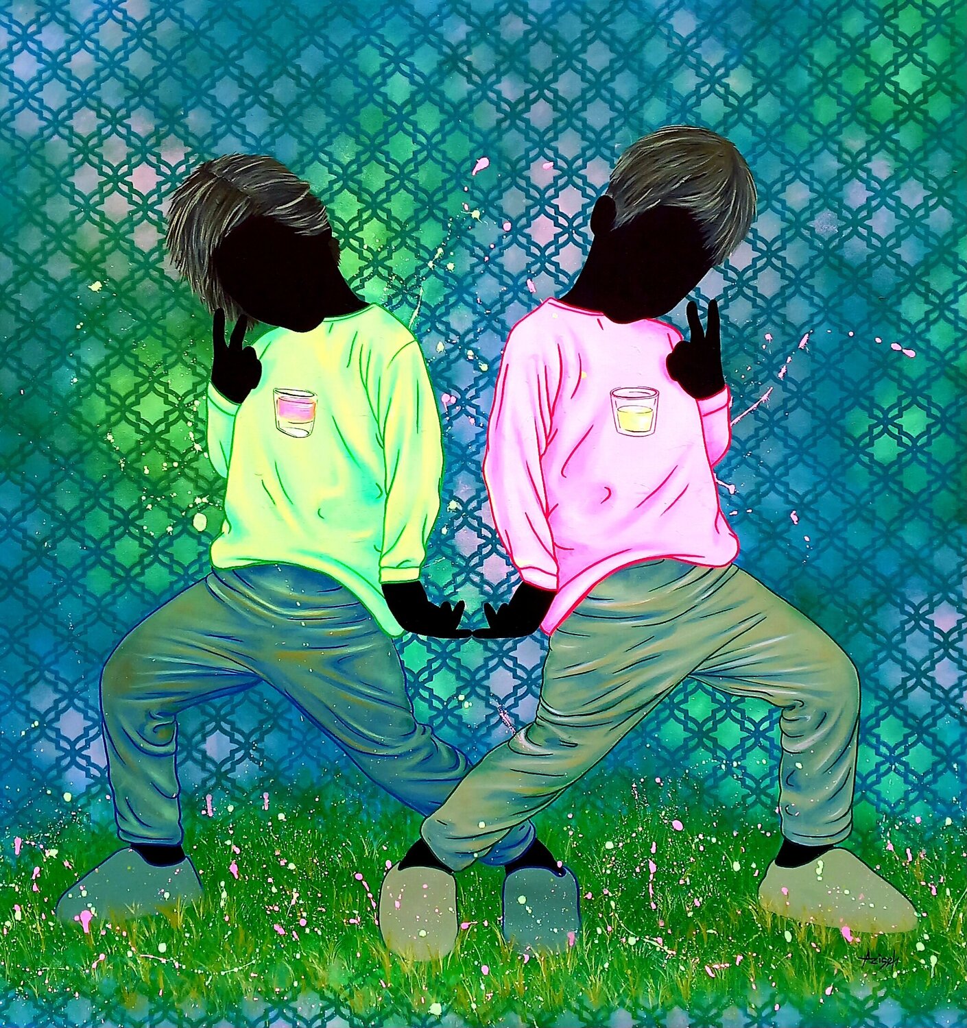Embrasser nos différences Aziseh Emmanuel Original painting for sale