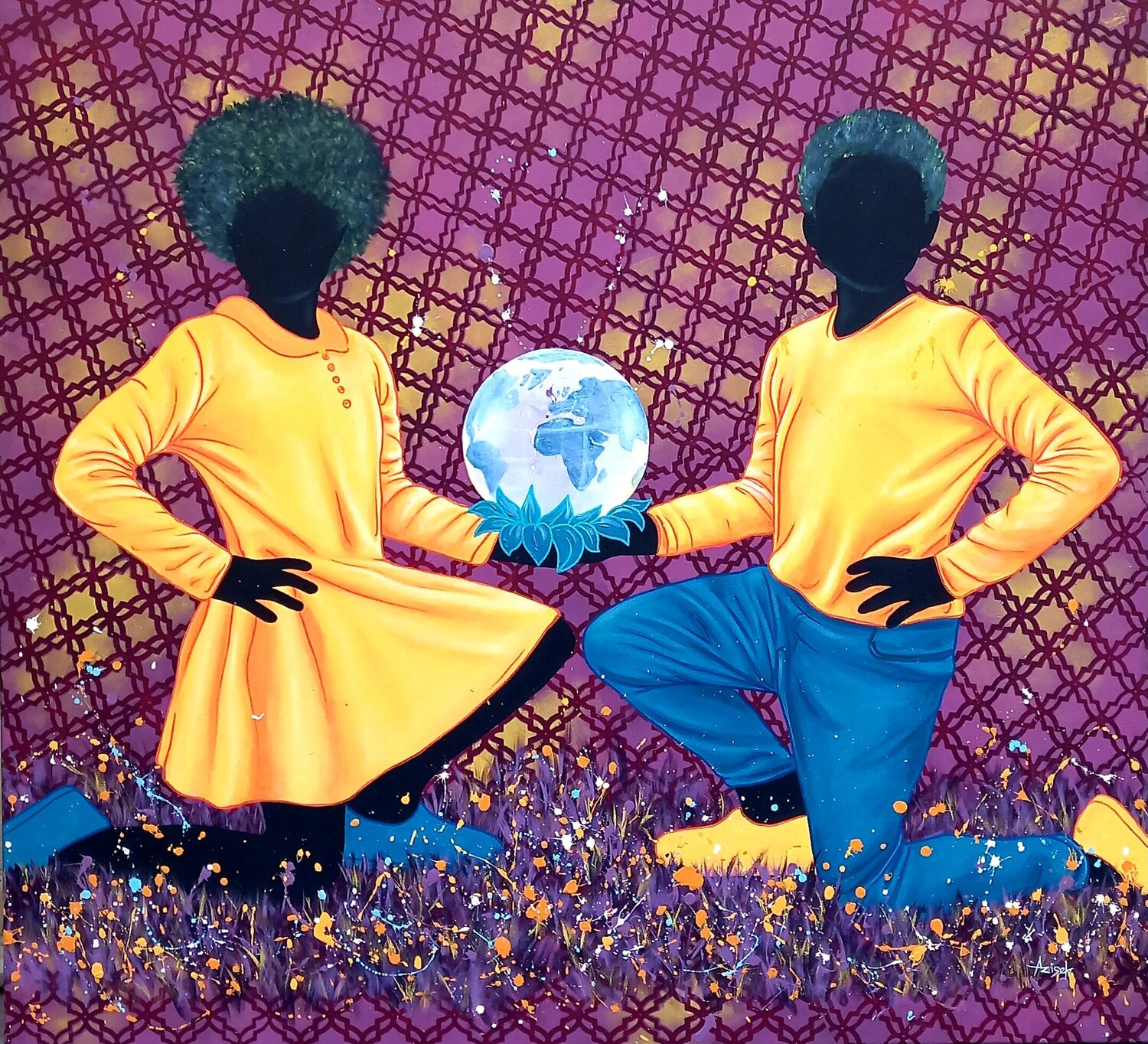 Together we stand 3 Aziseh Emmanuel Original painting for sale
