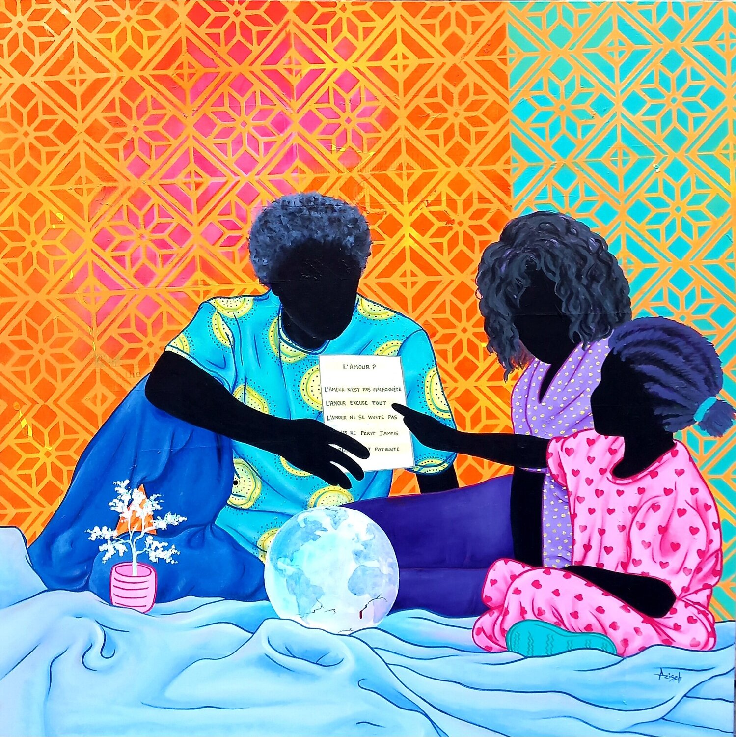 Et toi, c'est quoi l'amour ? Aziseh Emmanuel Original painting for sale