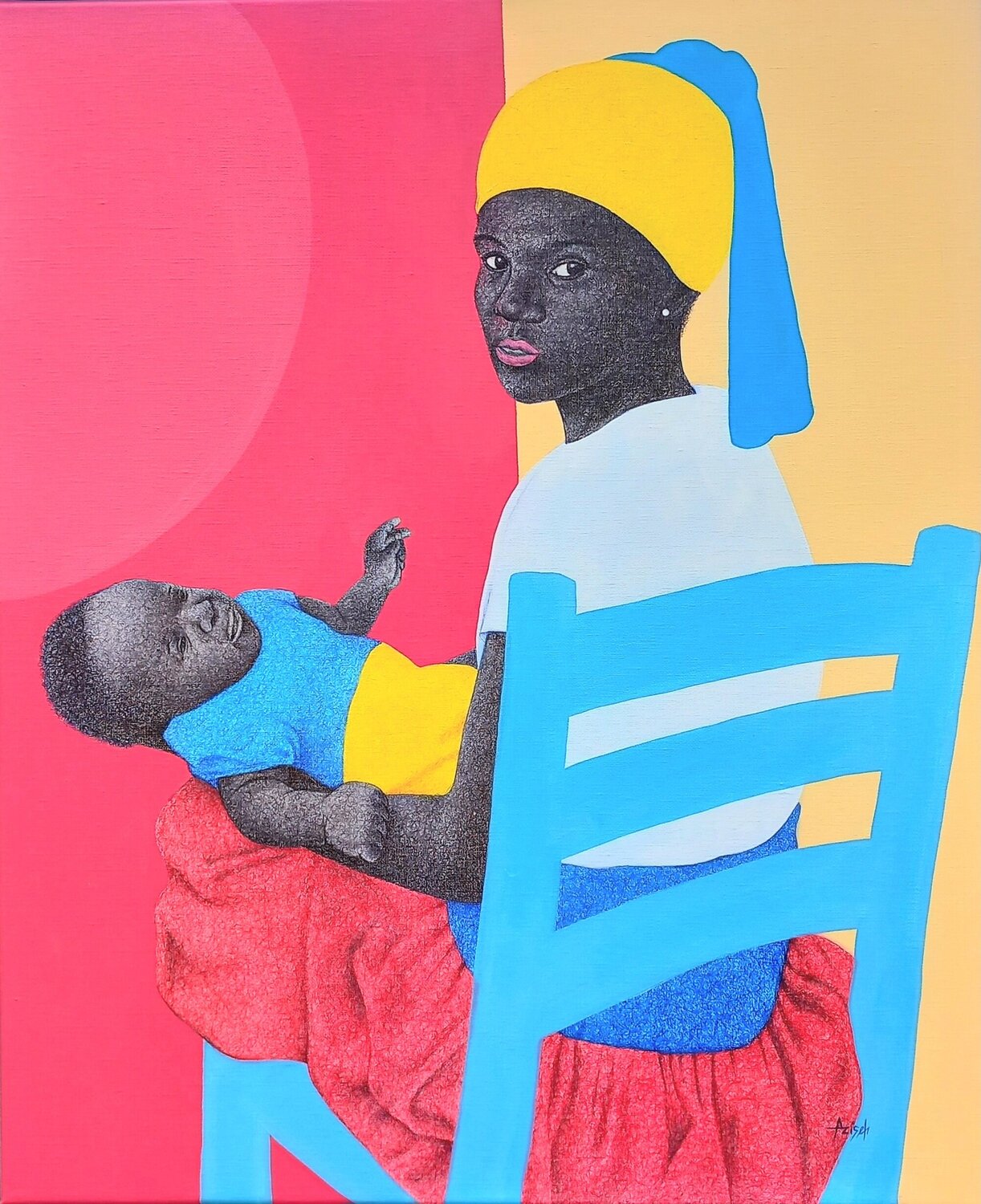 Family is a gift #3 Aziseh Emmanuel Original painting for sale