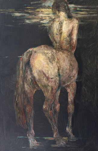 Centaurid on black by Liubou Sas, Painting for Sale on Select