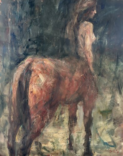 A female centaur in the forest by Liubou Sas, Painting for Sale on Select