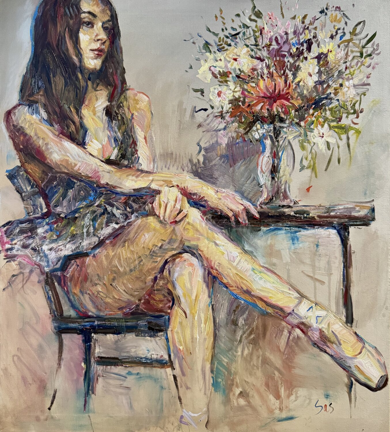 Flowers for the prima Liubou Sas Original painting for sale