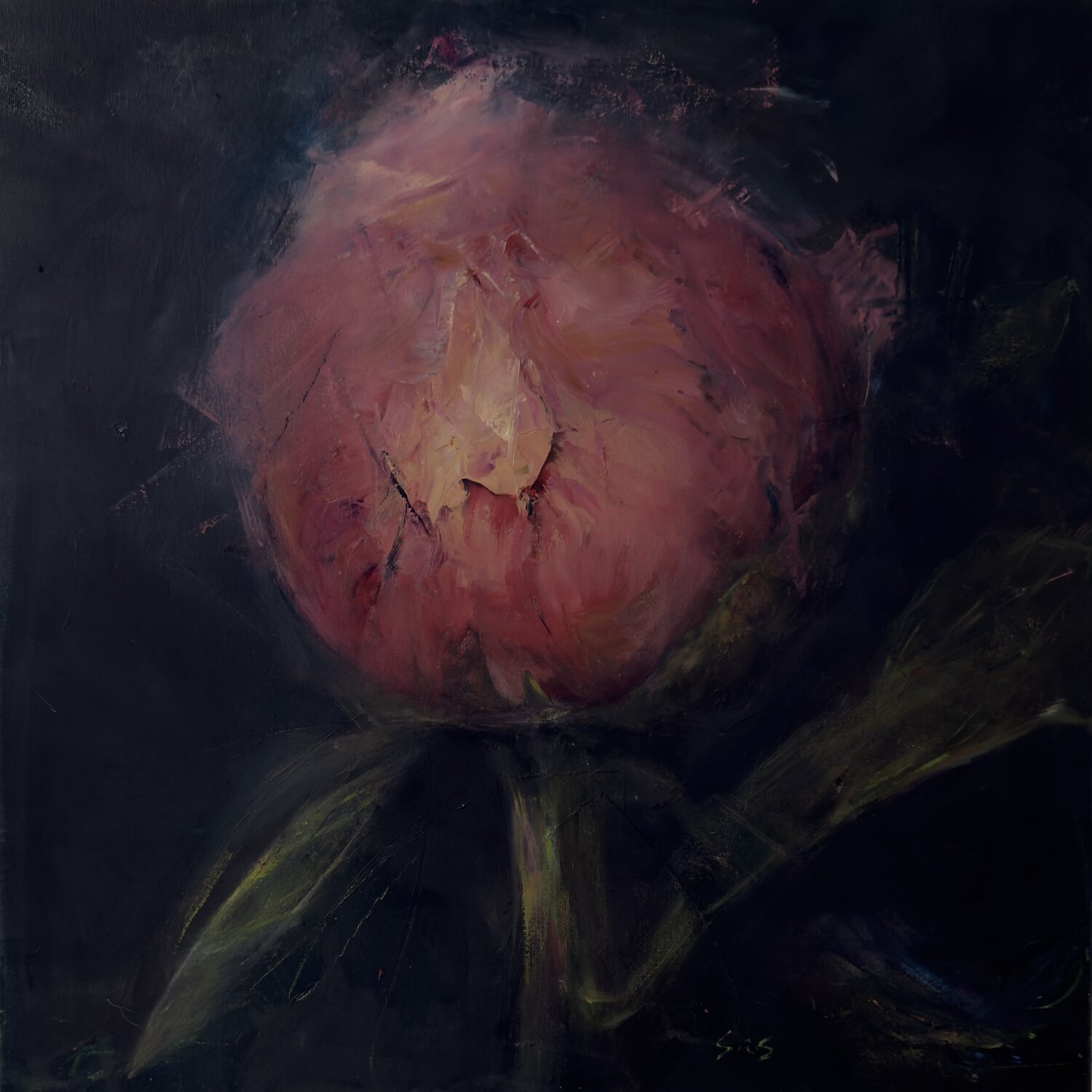 Pink peony Liubou Sas Original painting for sale