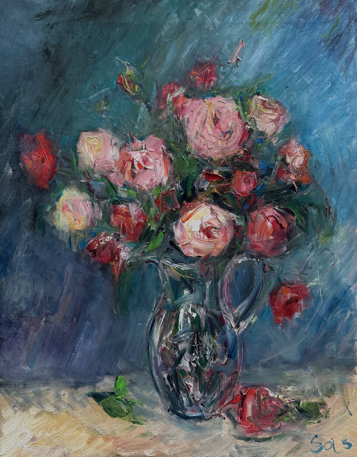 October roses 2 Liubou Sas Original painting for sale