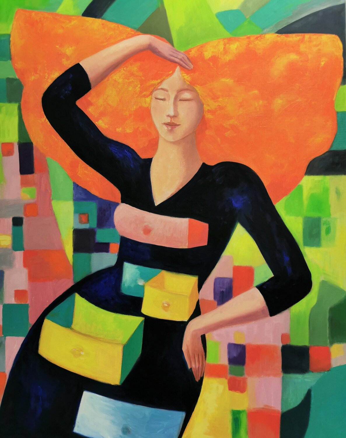 Tombées des Nues : la Femme aux tiroirs Laurence DUC Original painting for sale