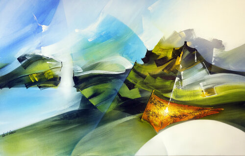 "Composition 810"  (Paysagisme abstrait ) by Alain Brunet "Tenurb-Géneau", Painting for Sale on Select